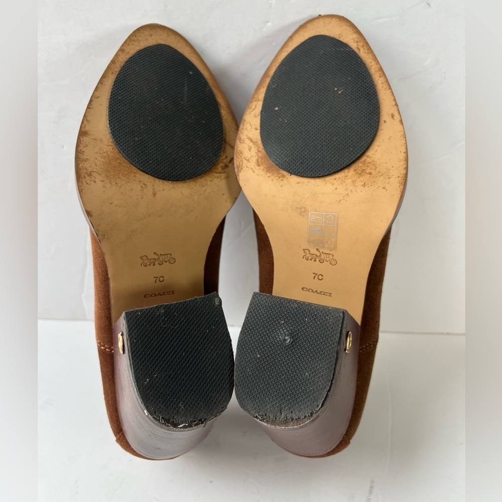 Coach Perri Brown Suede Ankle Booties Size 7 C - Picture 7 of 11
